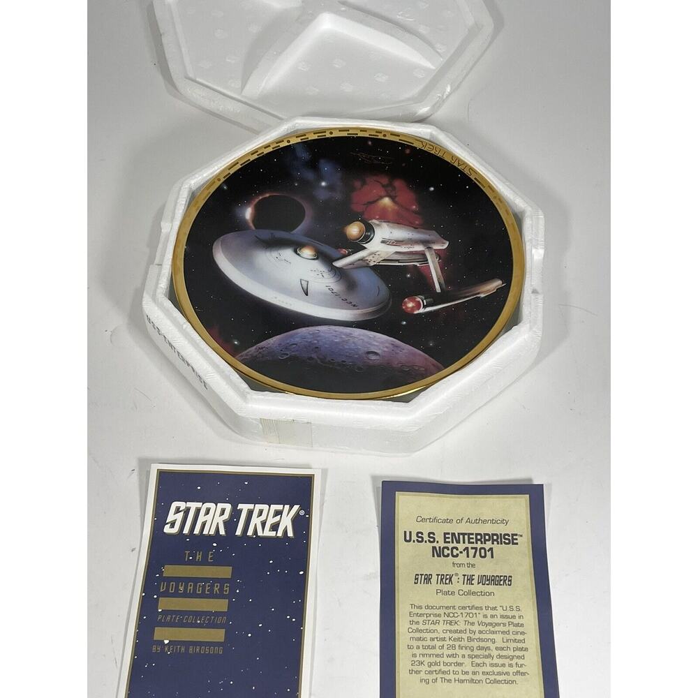 Star Trek Voyagers Collector's Plate 1993 USS Enterprise + Certificate Hamilton‎